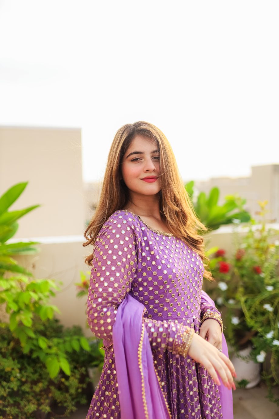 PURPLE COLOUR GOWN SUIT SET