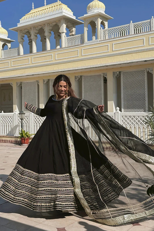 Nafisa Black Colour Traditional Anarkali Suit