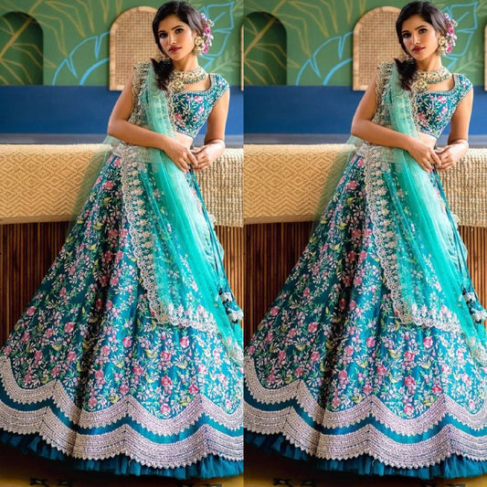 Sky Blue's Premium Quality Heavy Traditional Lehenga Choli