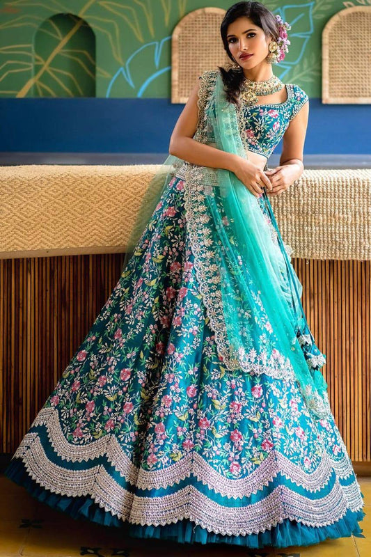 Sky Blue's Premium Quality Heavy Traditional Lehenga Choli