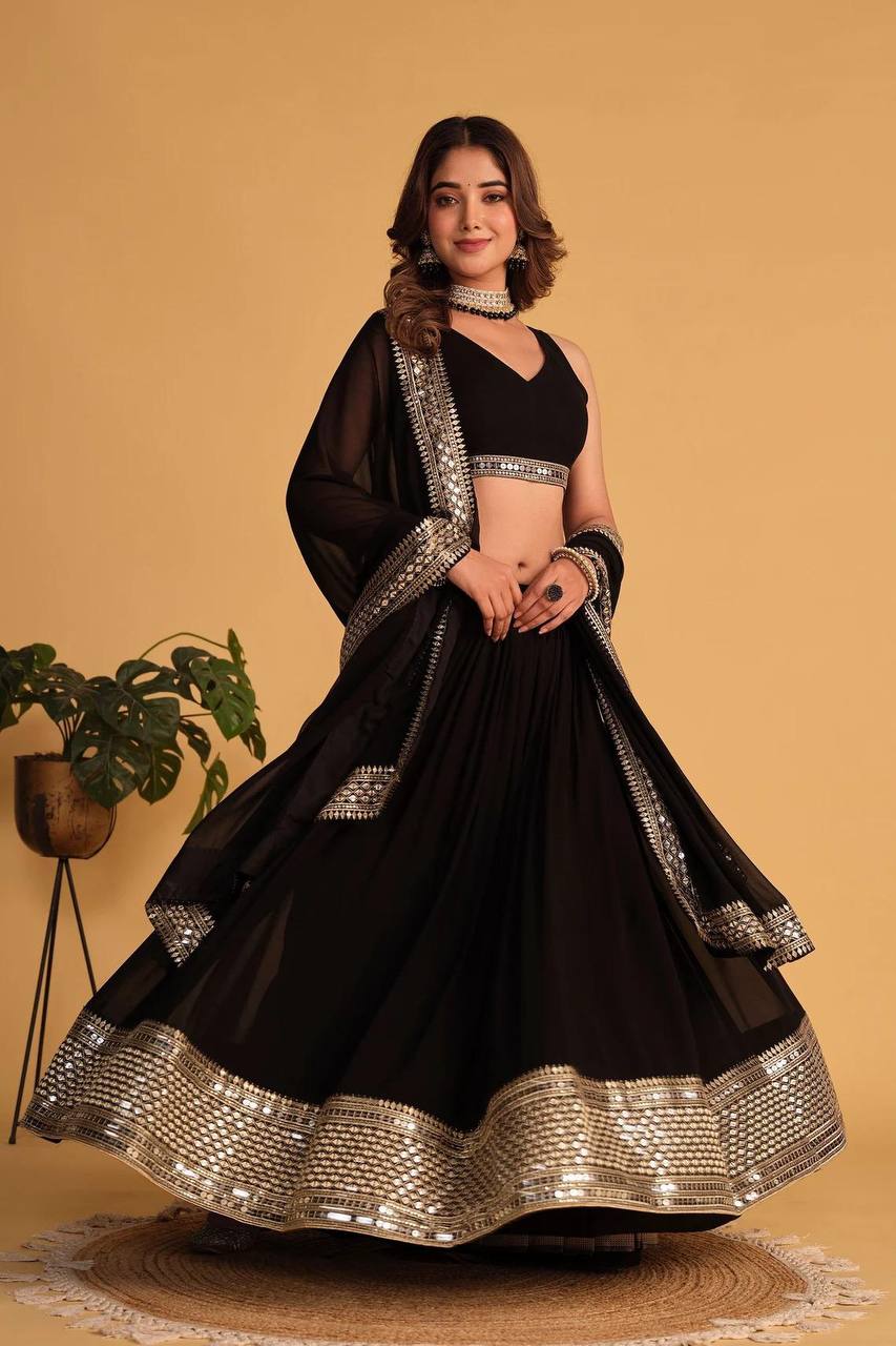 Katalina's Black Coloured Party Wear Lehenga Choli