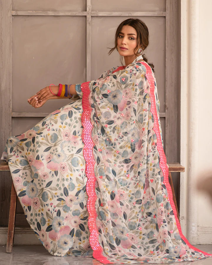 DESIGNER READYMADE GOWN AND Dupatta SINON FABRIC SUIT SET TD-127*