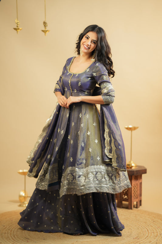 Saakshi`s cosmo Slit Anarkali with skirt Suit Set