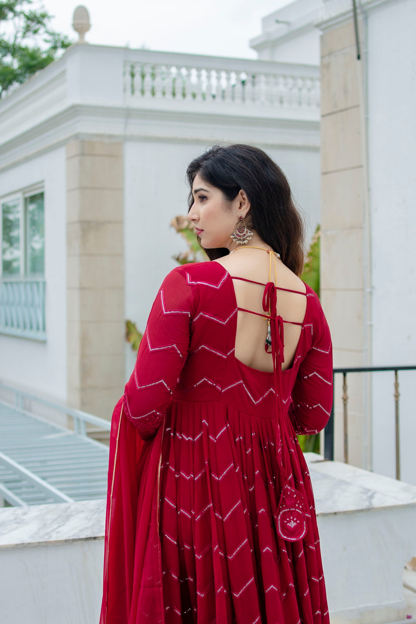 MAROON COLOURED ANARKALI SUIT SET