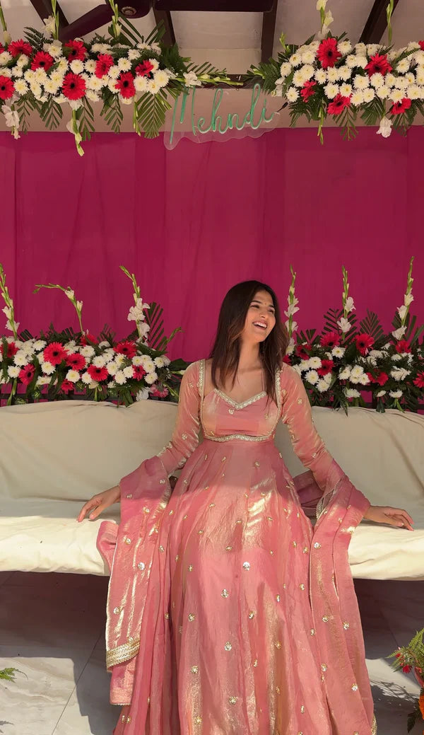 Peach Colour Traditional Anarkali Suit