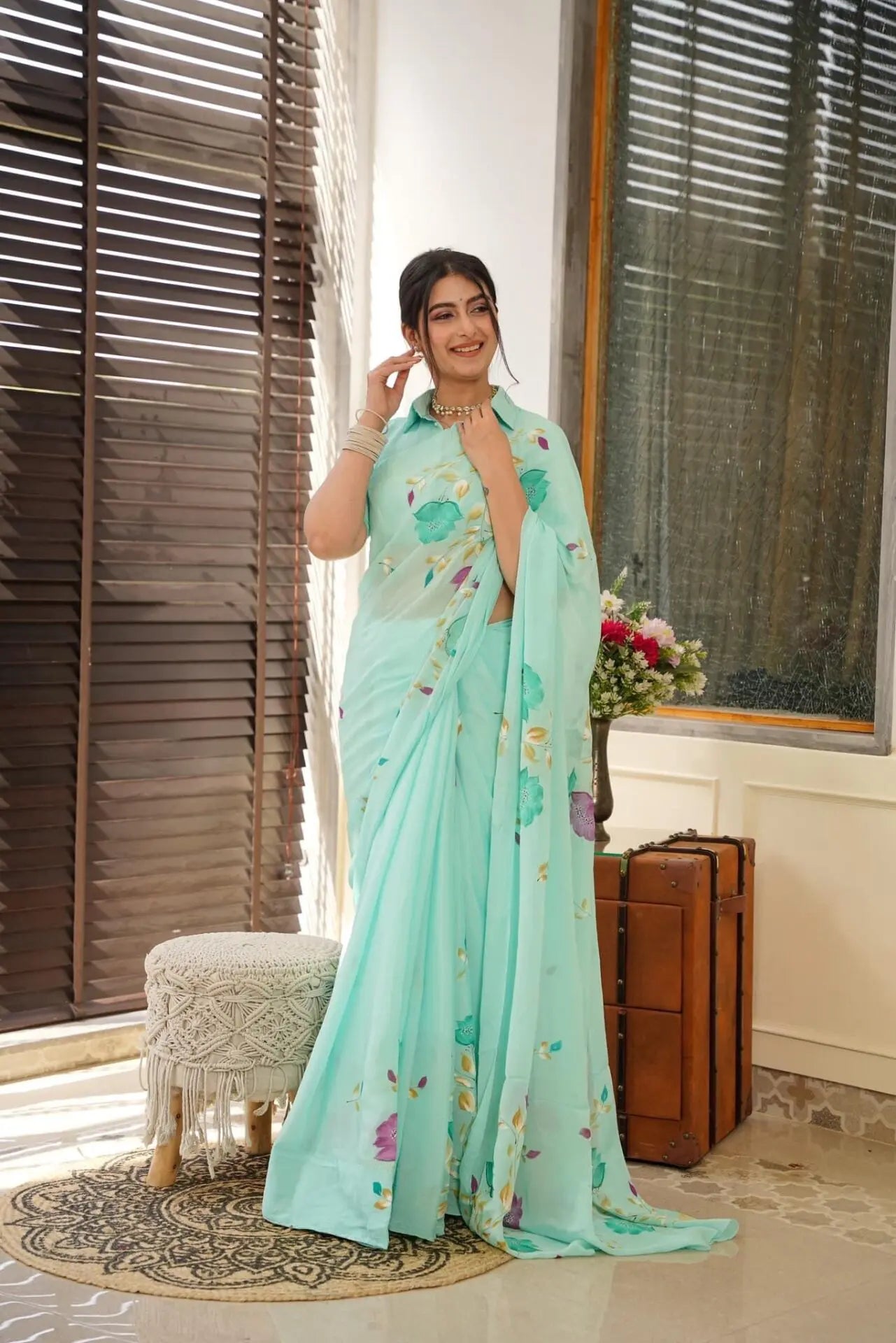 LILITH BLUE HANDPAINTED SAREE