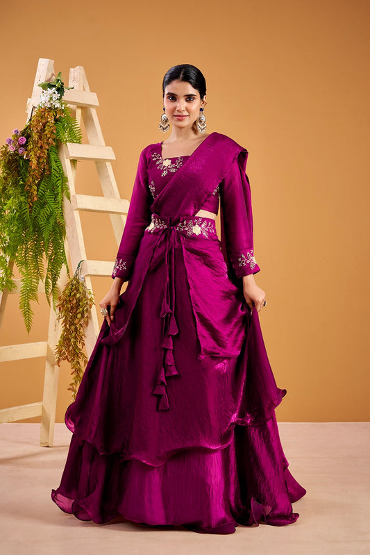 Heavy Traditional Crop Top Lengha With Peplon With Six Color