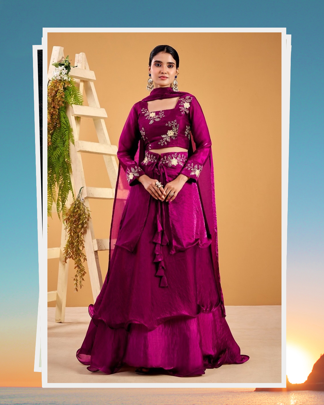 Heavy Traditional Crop Top Lengha With Peplon With Six Color