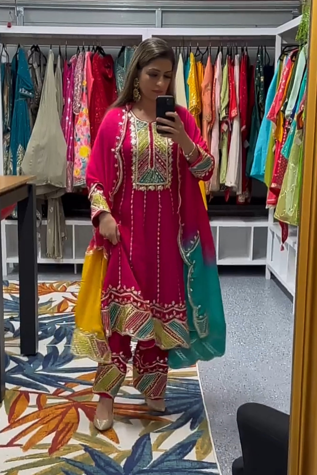 Rani Coloured Party Wear Suit Set With Embroidery and Sequnce Work TD-133