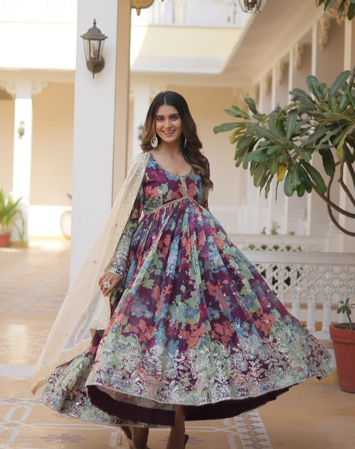 Faux Georgette With digital print Anarkali Suit-TD-125-JABU