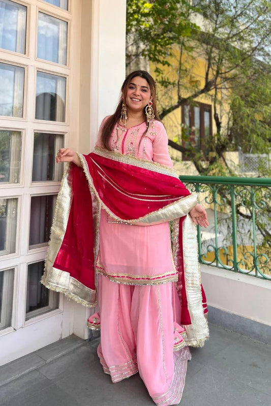 Simar pink Sharara Suit Set