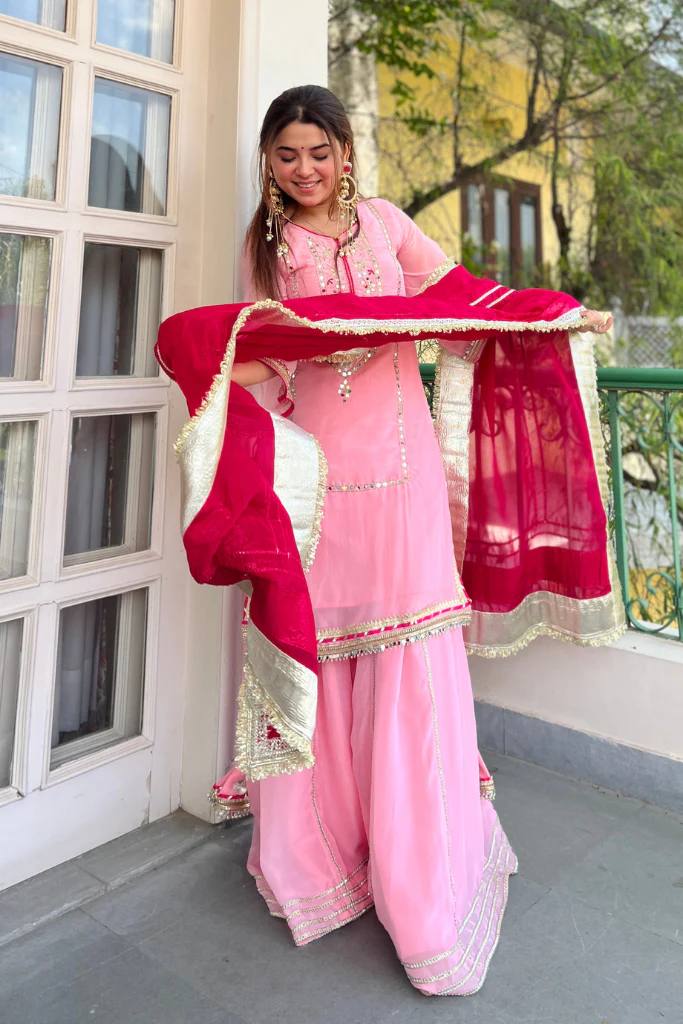 Simar pink Sharara Suit Set