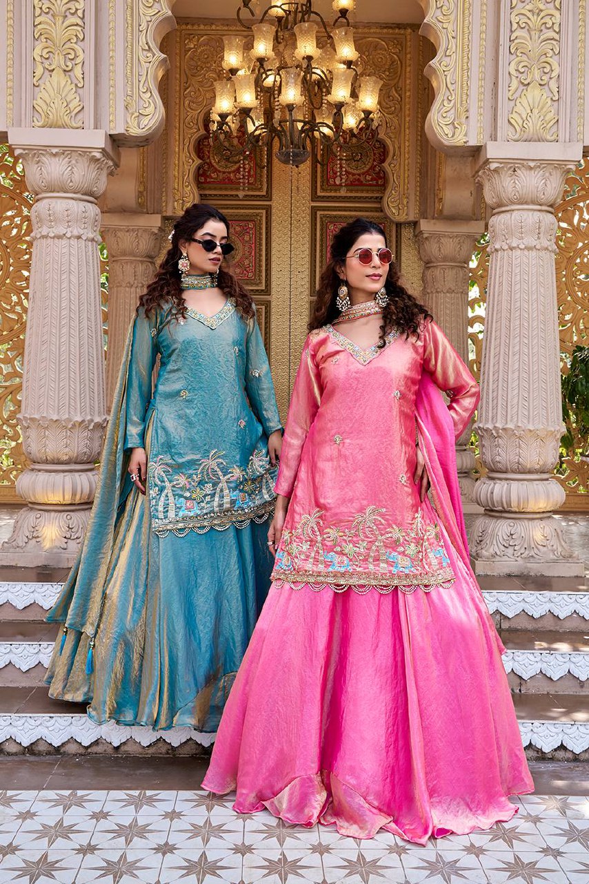 Traditional Crop Top with Lehngha Set