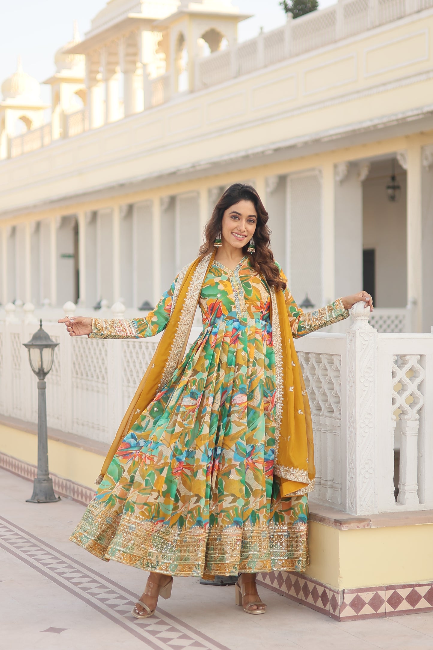 *Faux Georgette With digital print Anarkali Suit TD-129