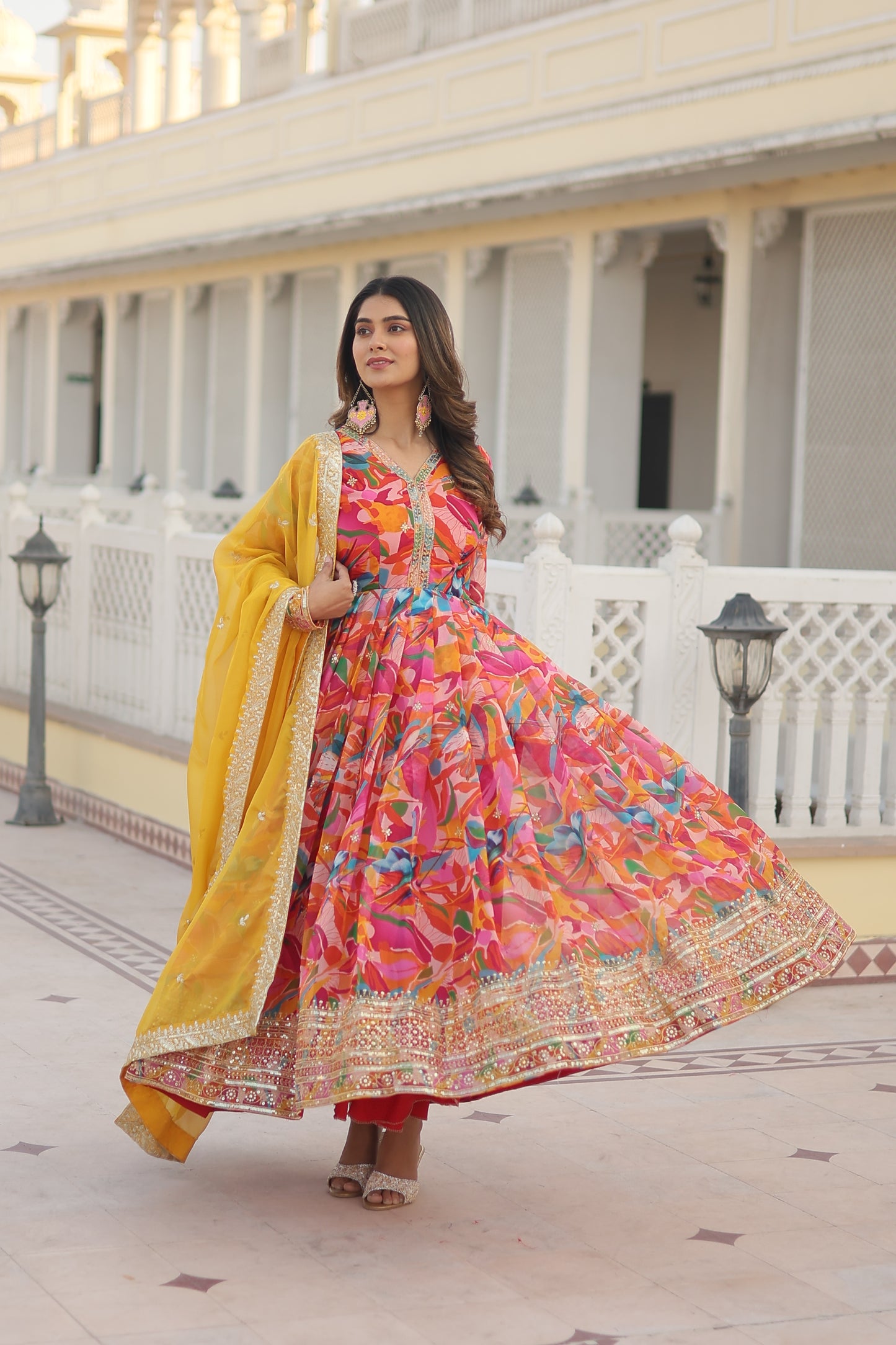 *Faux Georgette With digital print Anarkali Suit TD-129
