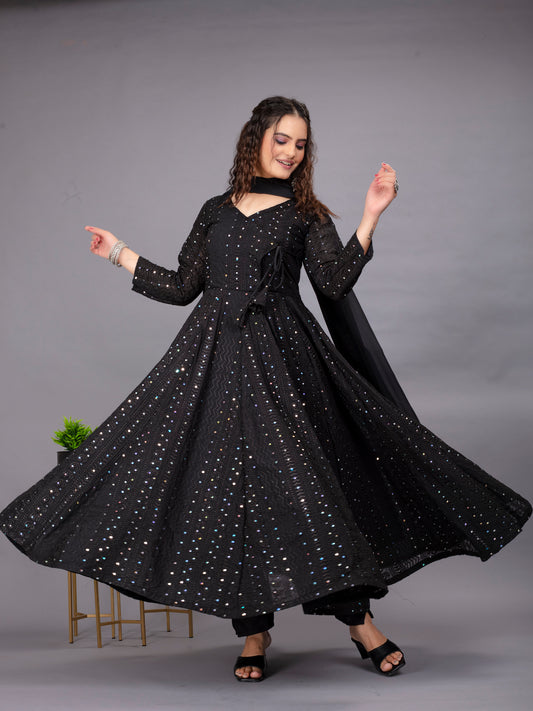 BLACK COLOR EMBROIDERED NIGHT  PARTY WEAR SUIT SET TD-102