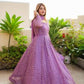 PURPLE COLOUR   GOWN SUIT SET