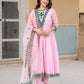 blush pink kota doria Anarkali suit set  TD-113