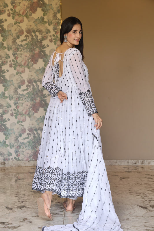 WHITE'S COLOURED ANARKALI SUIT SET