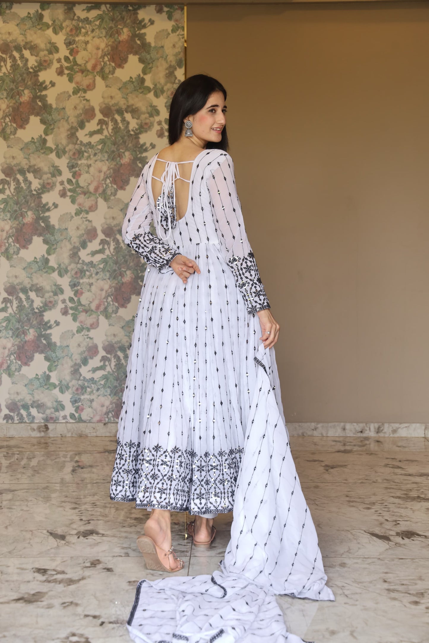 WHITE'S COLOURED ANARKALI SUIT SET