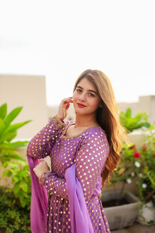 PURPLE COLOUR   GOWN SUIT SET