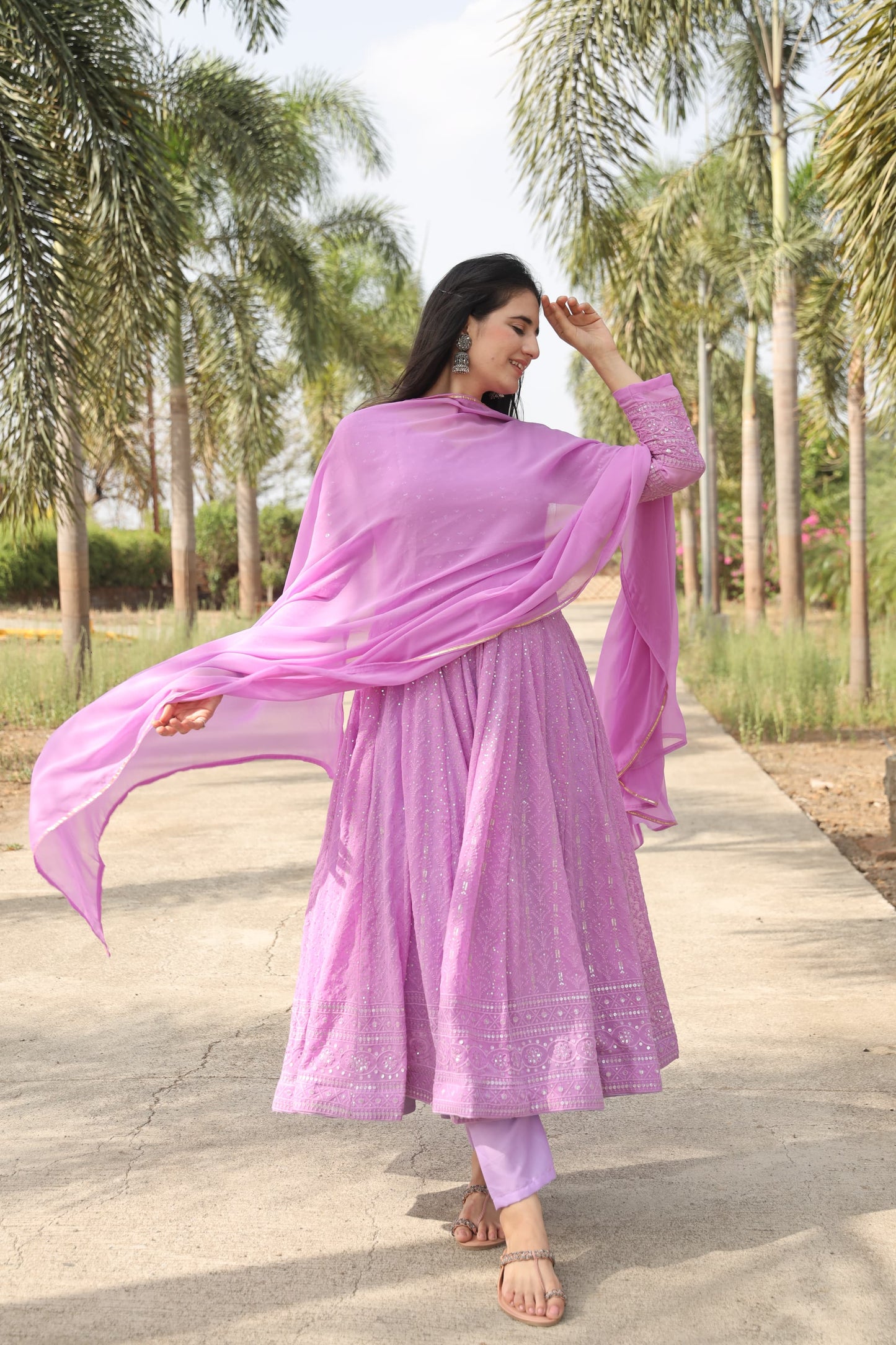 AADHYA PURPLE EMBROIDERED GEORGETTE SUIT SET - 01