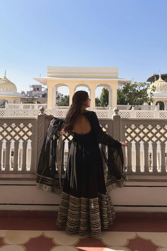 Nafisa Black Colour Traditional Anarkali Suit