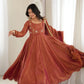 Flora  Jacket Rust Colour Anarkali Suit Set