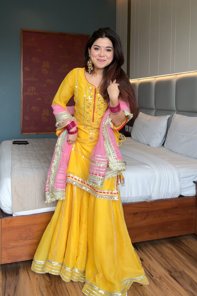 Simar`s Yellow Sharara Suit Set