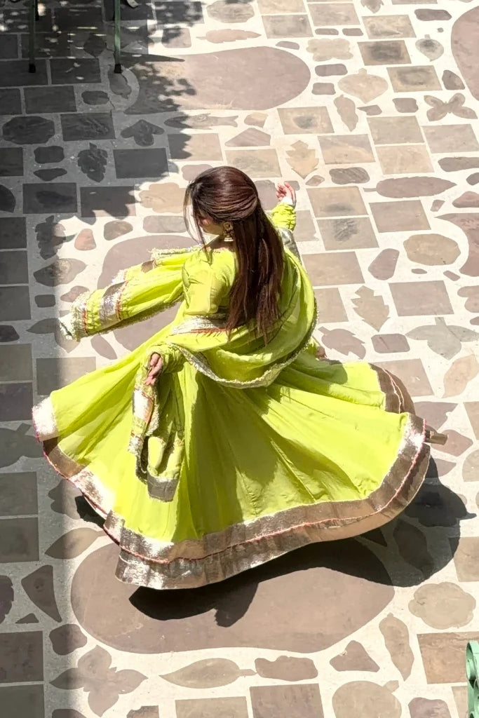 Krupa Traditional Perot Anarkali Suit Set
