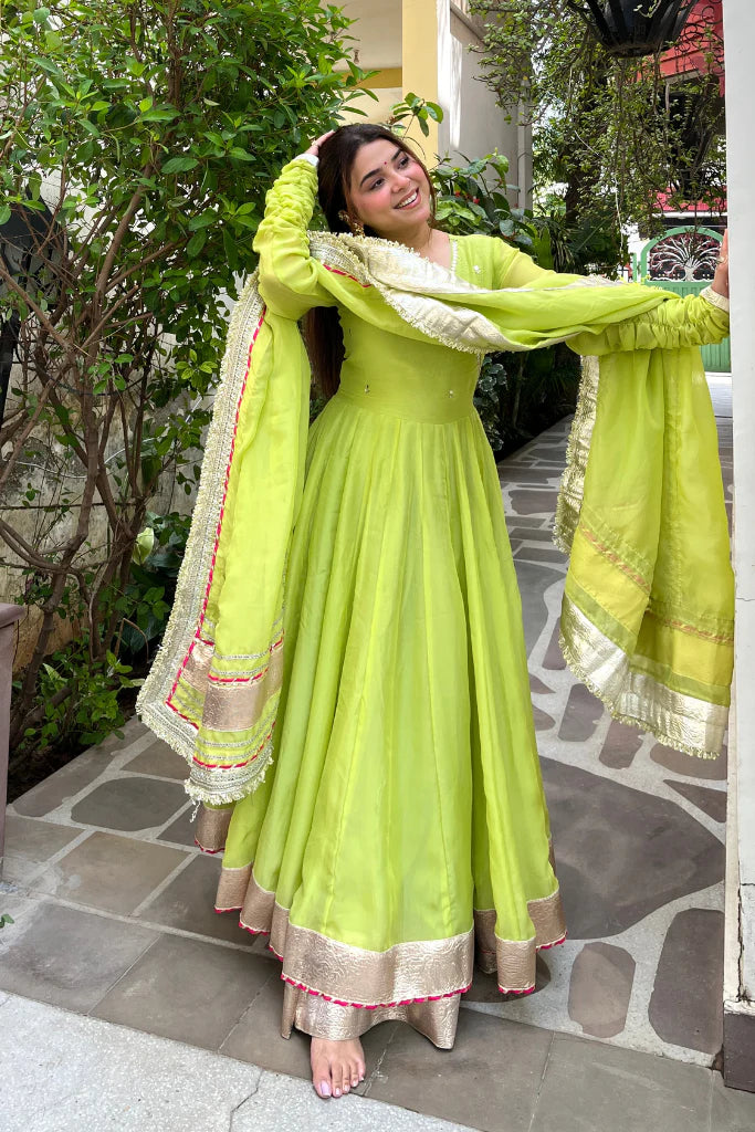 Krupa Traditional Perot Anarkali Suit Set