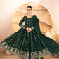 Vidhi`s Dark Green Embroidered Anarkali Full Stitched Suit Set