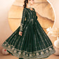 Vidhi`s Dark Green Embroidered Anarkali Full Stitched Suit Set