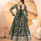 Rukhsana`s  Dark Green Embroidered Anarkali Full Stitched Suit Set