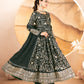 Rukhsana`s  Dark Green Embroidered Anarkali Full Stitched Suit Set