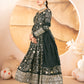 Rukhsana`s  Dark Green Embroidered Anarkali Full Stitched Suit Set