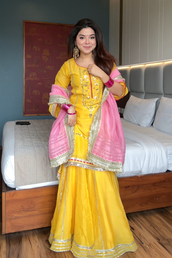 Simar`s Yellow Sharara Suit Set