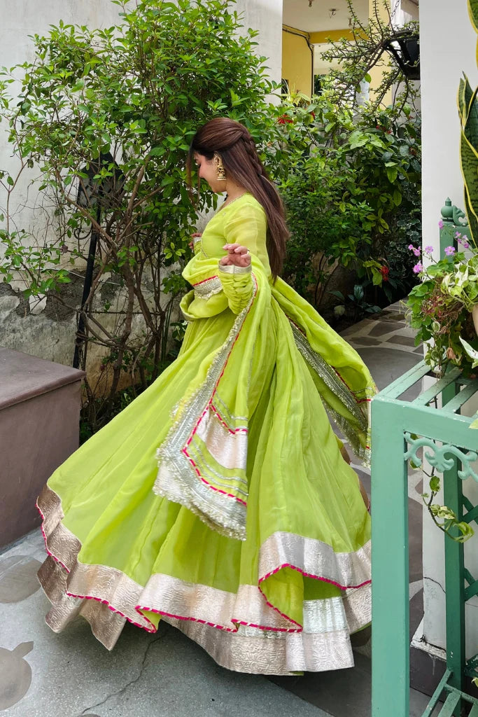 Krupa Traditional Perot Anarkali Suit Set