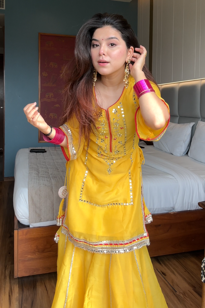 Simar`s Yellow Sharara Suit Set