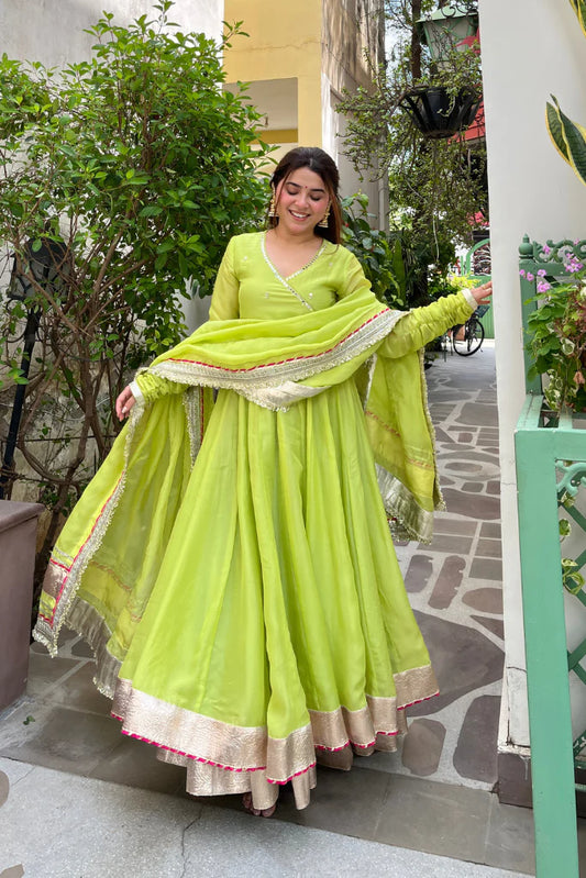 Krupa Traditional Perot Anarkali Suit Set