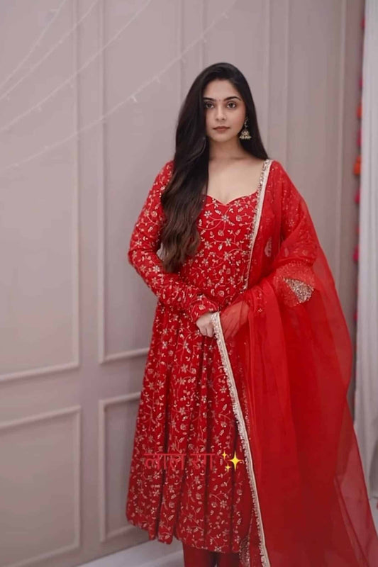 Dipika'S Red Colour Trending Suit Set