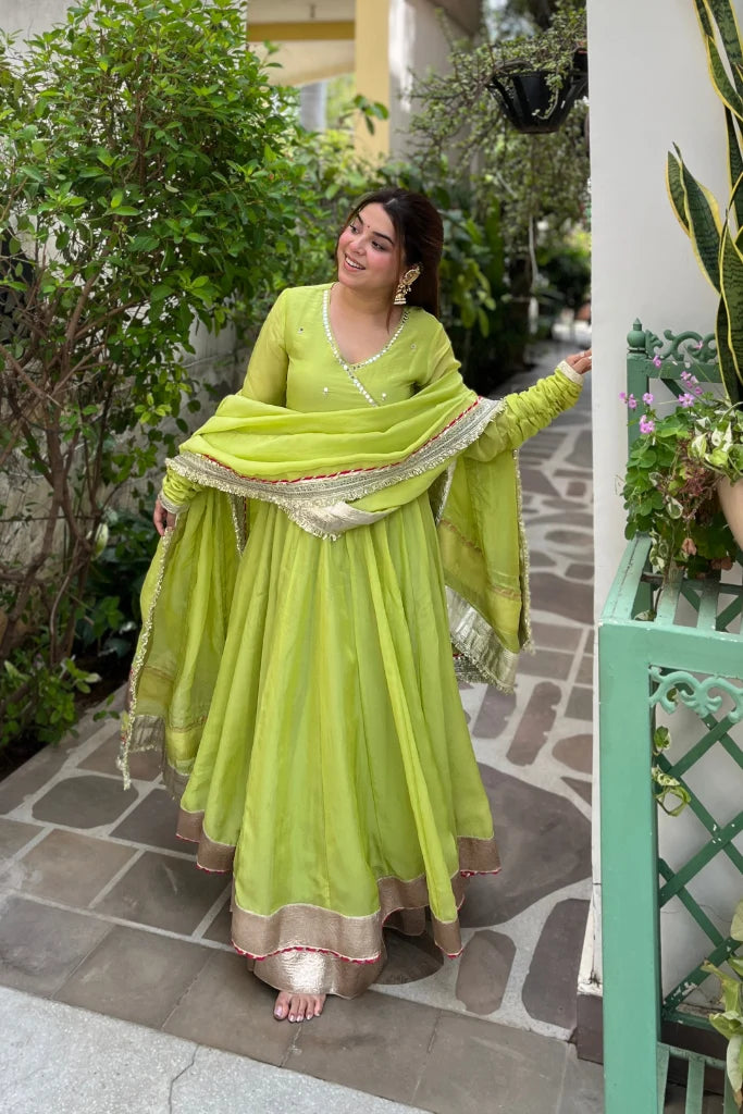 Krupa Traditional Perot Anarkali Suit Set