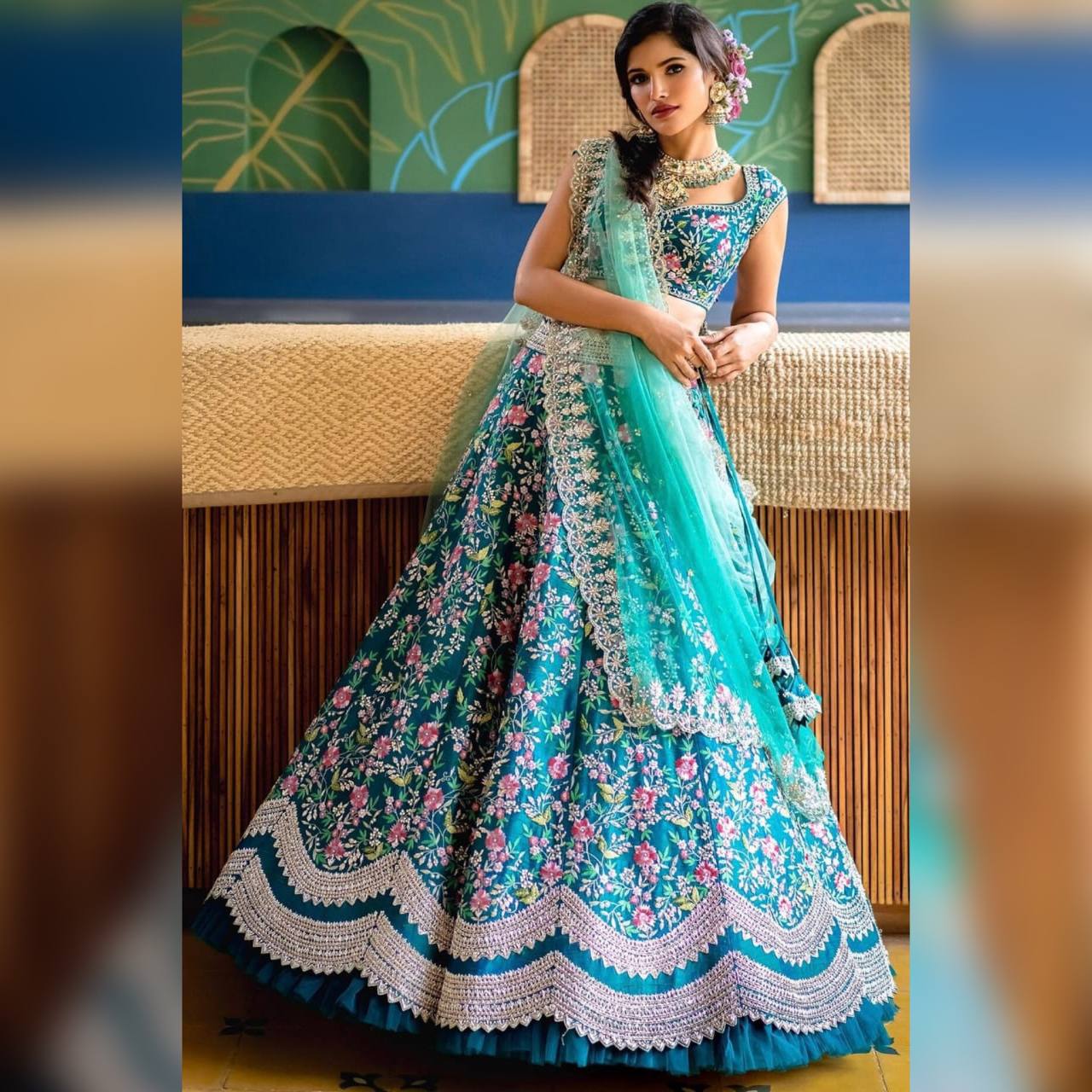 Sky Blue's Premium Quality Heavy Traditional Lehenga Choli