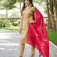Mahi's Chiku Colours Suit Set With Duble  Duptta Red & Green Bell Sleeves
