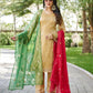 Mahi's Chiku Colours Suit Set With Duble  Duptta Red & Green Bell Sleeves