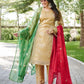 Mahi's Chiku Colours Suit Set With Duble  Duptta Red & Green Bell Sleeves