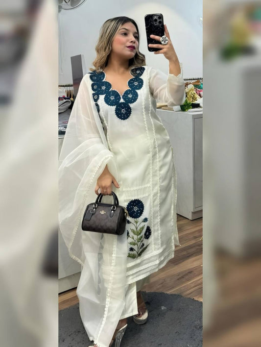 RAMA COLOURED KURTI PANT AND DUPATTA