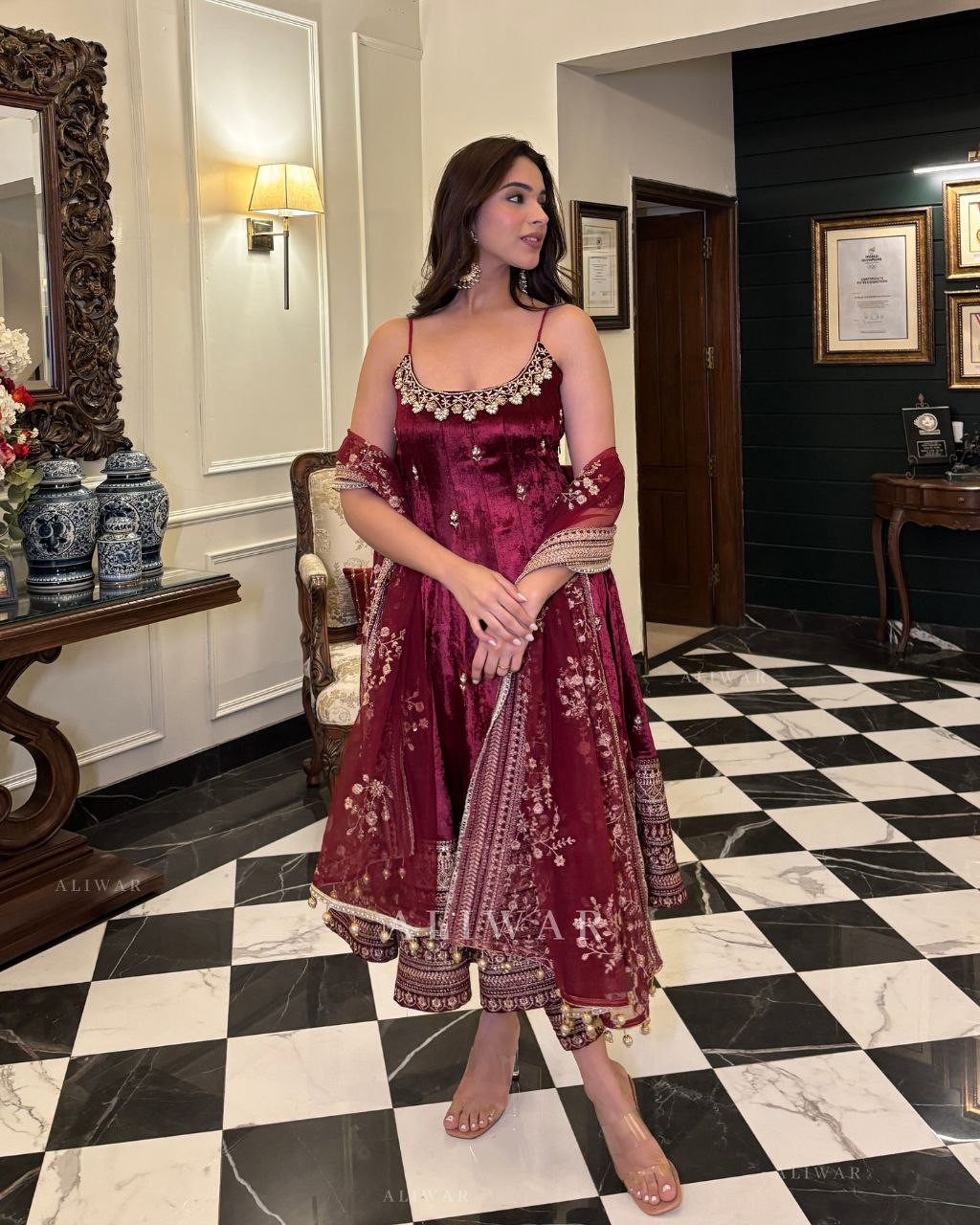 Alveera's' Vichitra Silk  Febric  Suit Set