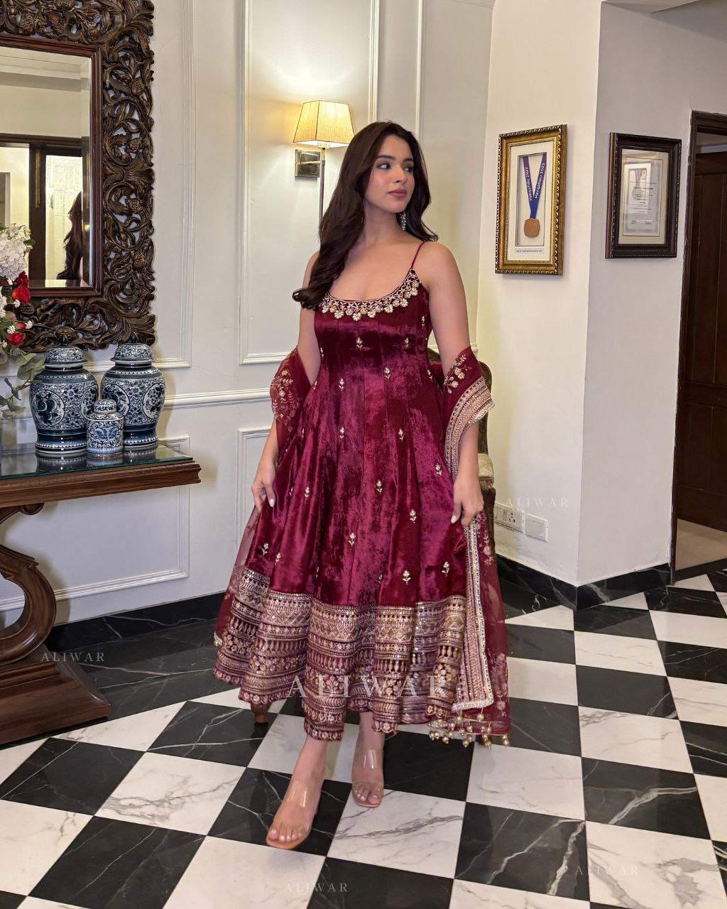 Alveera's' Vichitra Silk  Febric  Suit Set