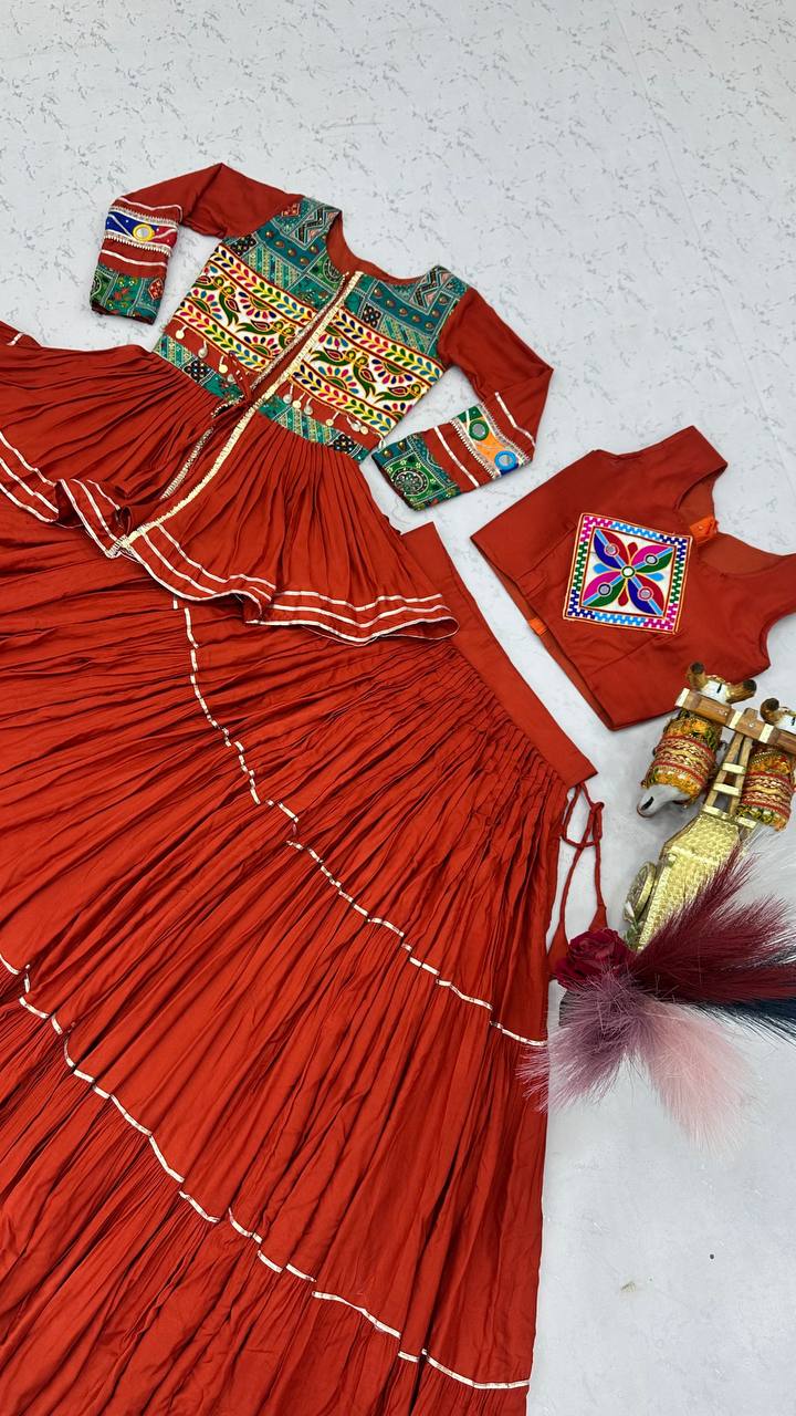 Navratri Special Orange  Gamathi Work Lehenga choli